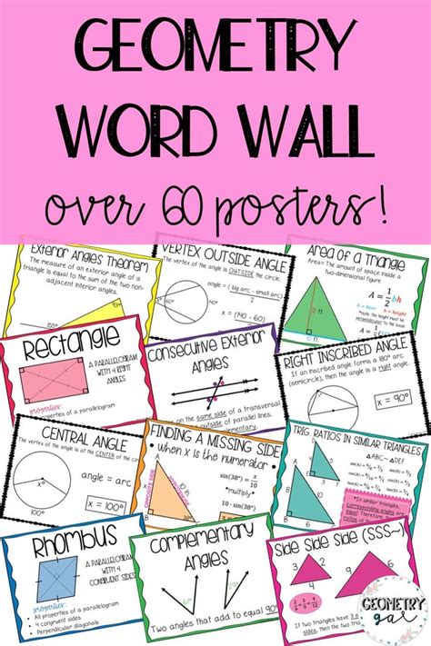 Geometry Posters Bundle Geometry Word Wall Geometry Words Math