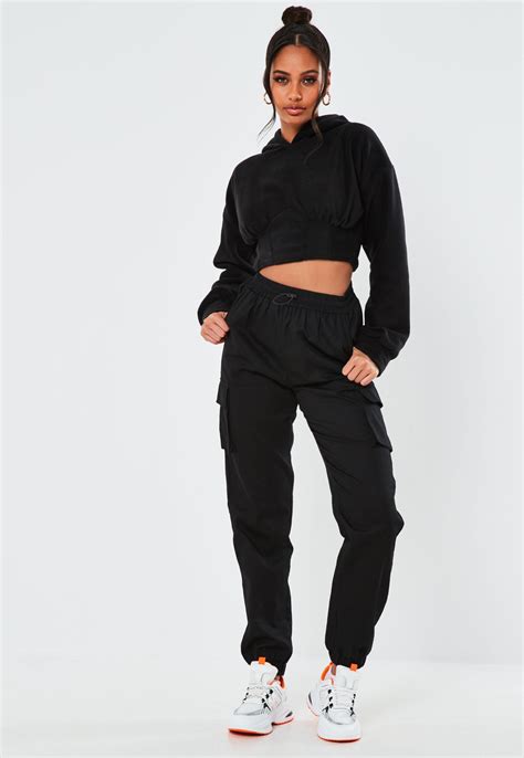 Black Fleece Corset Seam Cropped Hoodie Sponsored Corset Sponsored