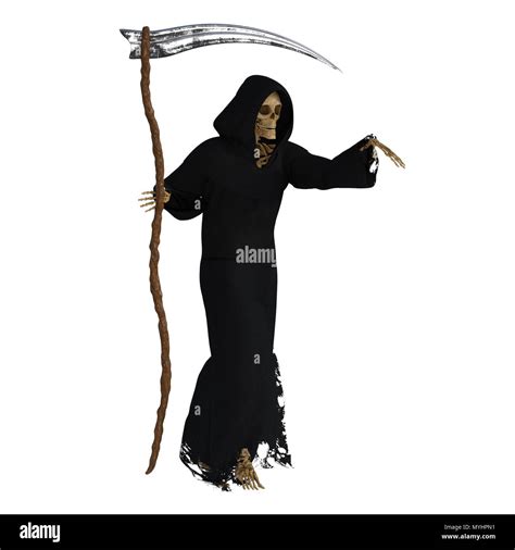 Grim Reaper Angel Of Death Isolated On White Stock Photo Alamy