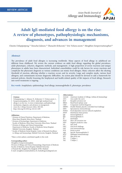 Pdf Adult Ige Mediated Food Allergy Is On The Rise A Review Of