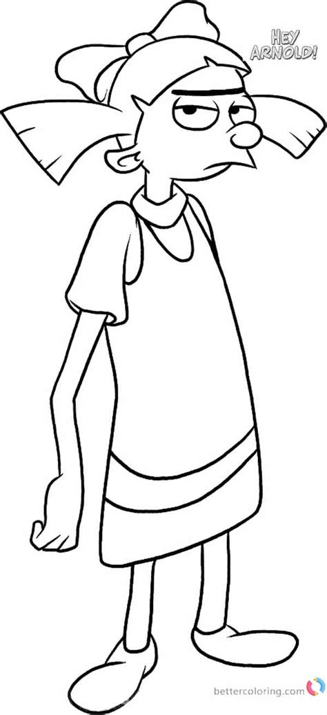 Hey Arnold Coloring Pages Helga is angry - Free Printable Coloring Pages