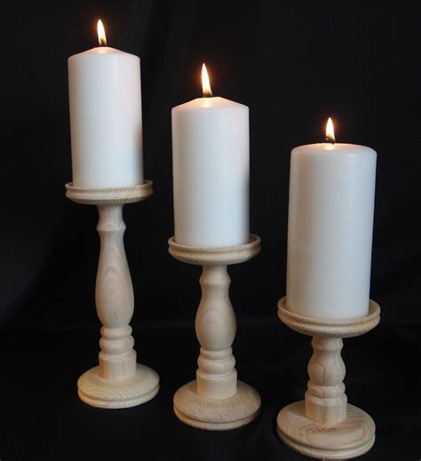 Unfinished Pillar Candle Holder Set Of 3 By Smokymtwoodnthings