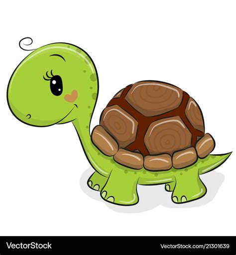 Cute Cartoon Turtle On A White Background Vector Image