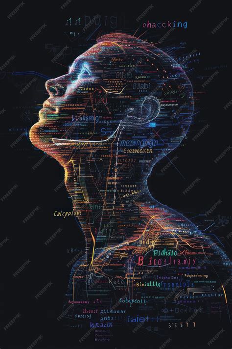 Perfil humano en el arte de las palabras de biohacking | Foto Premium