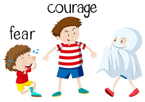 Opposite Wordcard For Fear And Courage 430420 Vector Art At Vecteezy