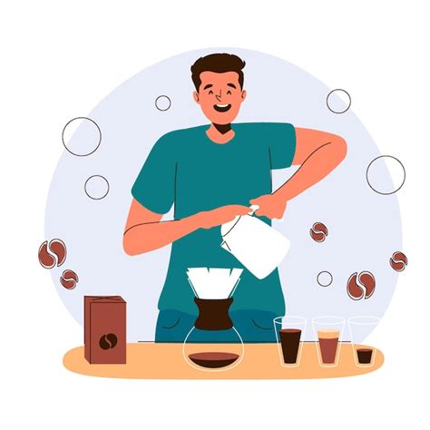 Free Vector Man Making Coffee Illustration