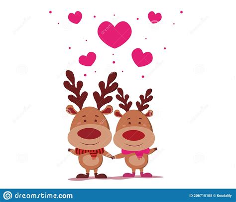 Happy Valentines S Day Deer In Love Stand Together Valentine S Day