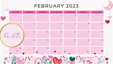 February 2023 Calendar Pdf February 2023 Calendar Digital Etsy Canada