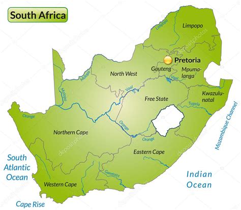 Mapa De Sudáfrica — Vector De Stock © Artalis 39330745