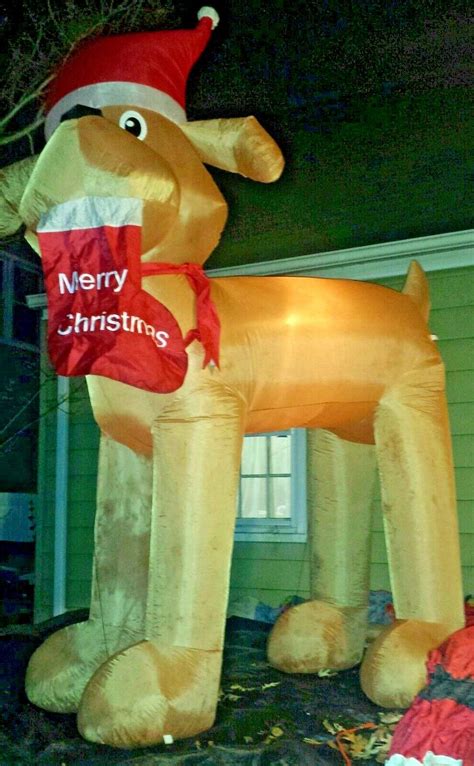 Gemmy Inflatable Blow Up 9ft Dog Golden Retriever Merry Christmas