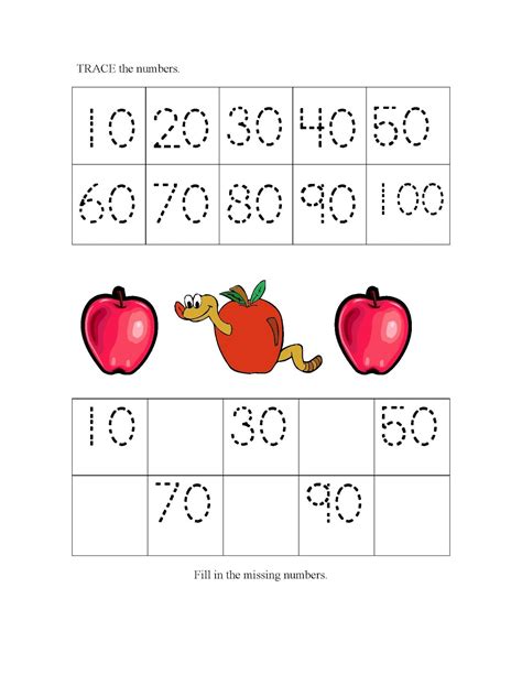 Counting By 10s Worksheet For Kindergarten