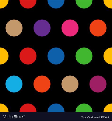 Colorful Rainbow Polka Dots On Black Background Vector Image