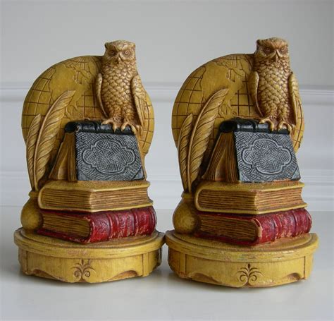 Vintage Owl Syroco Wood Pair Of Bookends Syracuse Ornamental