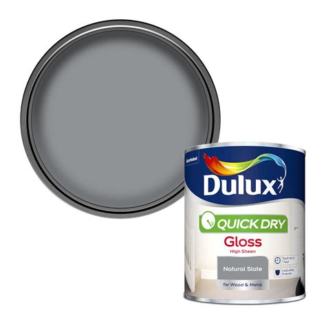 Dulux Quick Dry Natural Slate Gloss Metal And Wood Paint 075l
