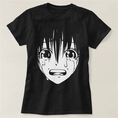 Anime T Shirt Crying Girl Black And White T Shirt Zazzle Anime