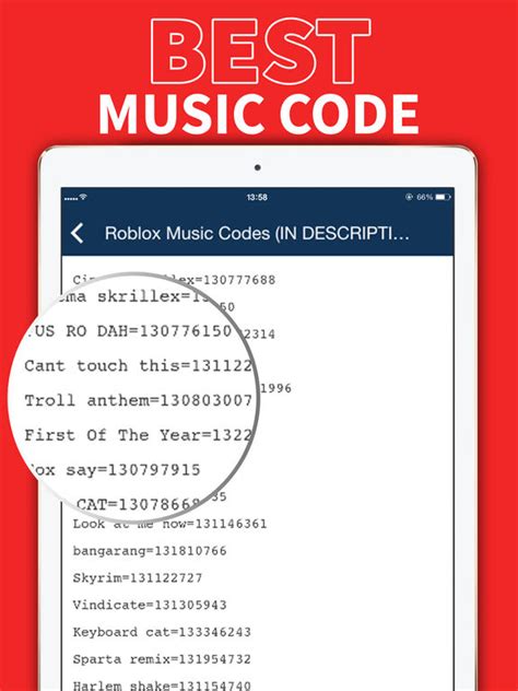 The following is a list of all the different codes and what you get when you put them in. Music Code for Roblox - Song Code Roblox tycoon - AppRecs