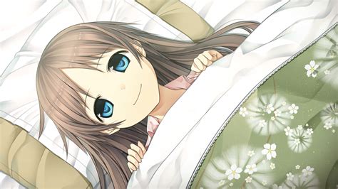 Bed Blue Eyes Brown Hair Cura Game Cg Long Hair Lose Monobeno Sawai