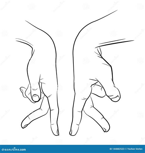 Sketch Touching Hands Black And White Stock Vector Illustration Of