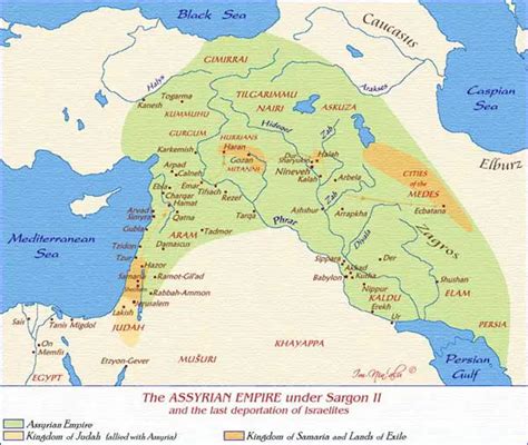 Map Of The Assyrian Empire Under Sargon Ii Jewish Virtual Library