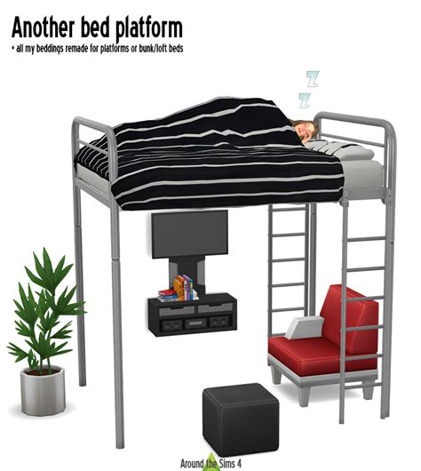 Maxis Plataform Bed 4 Bunk Beds Loft Beds Sims 4 Loft Mods Sims 4