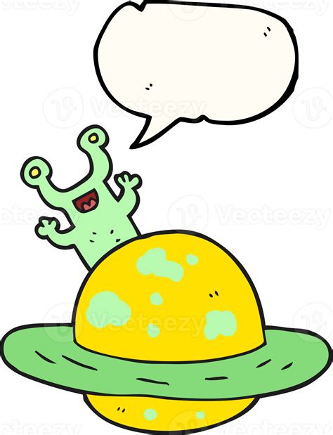 Speech Bubble Cartoon Alien Planet 40071805 Png