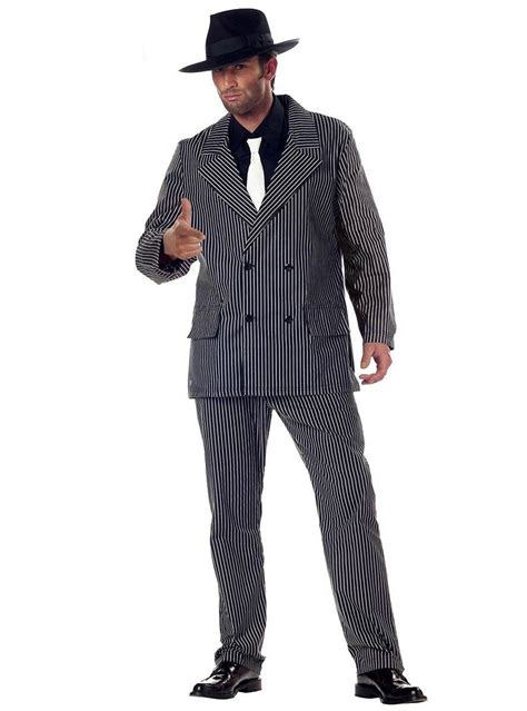 Pinstripe Mob Boss Costume Mens 1920s Gangster Dress Up Costume