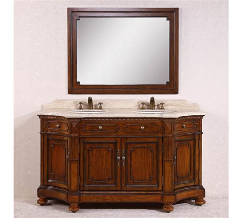 68 Inch Double Sink Bathroom Vanity with Travertine Top ...