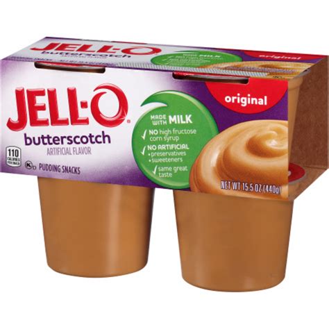 Jell O Ready To Eat Butterscotch Pudding Snacks 4 Ct 388 Oz Kroger