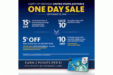 Military star card 10% off first day's purchases. Camp Zama Exchange celebrates 72nd Air Force Birthday with special offers Sept. 18 | Stripes Japan