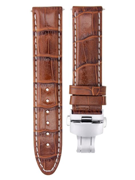 24mm Leather Watch Strap Band For Omega Railmaster Deployment Clasp L