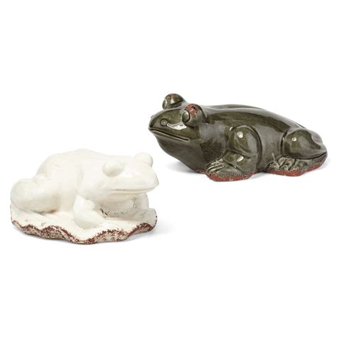 Decorative Ceramic Frog Assortment Of 2 White And Green White Ebay