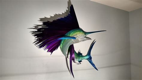 Home garden decor colorful metal fish wall sculpture wall. Metal Fish Wall Art Sailfish Mount Stainless Outdoor Decor ...