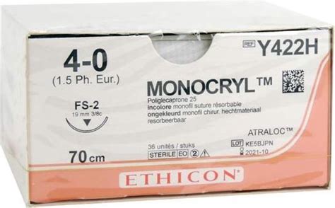 Hechtset Monocryl 4 0 Fs2 Steriel Per 36 Stuks