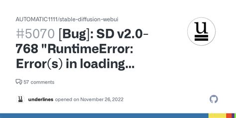 Bug Sd V Runtimeerror Error S In Loading State Dict For