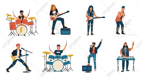 Rock Band Vector Png Images Rock Band Characters Cartoon Guitar