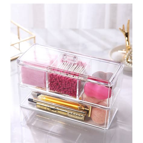 Clear Cosmetic Makeup Organizer 2 Layers Make Up Bin Jewellery Case