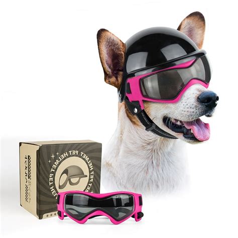 Petleso Anti Uv Dog Goggles With Pet Helmet Dust Proof Eye Protection