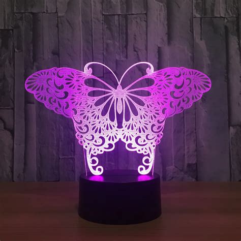 7 Color Lamp 3d Butterfly Visual Led Night Lights For Kids Touch Usb