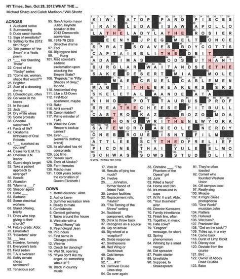 The New York Times Crossword In Gothic 102812 — What The