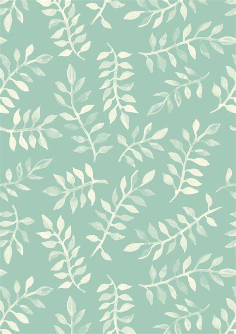 Painted Leaves A Pattern In Cream On Soft Mint Green Art Print By
