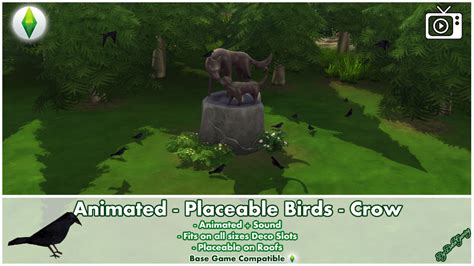 Mod The Sims Animated Placeable Birds Crow Sims 4 Custom