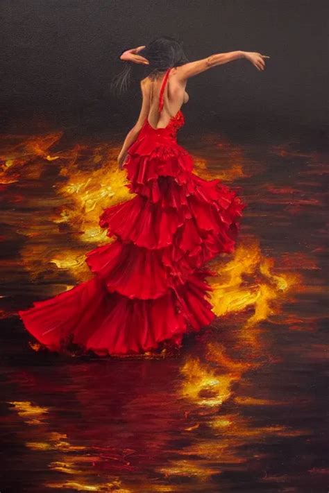 Detailed Oil Painting Of Spanish Flamenco Dancer Stable Diffusion