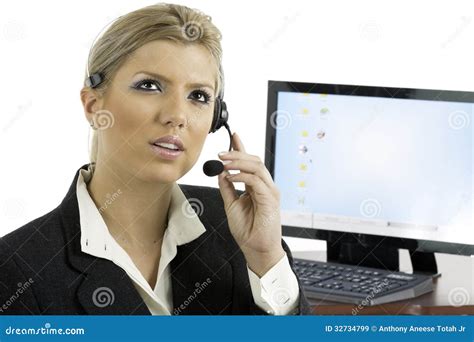 Communication Woman Talking On A Headset Stock Image Image Of