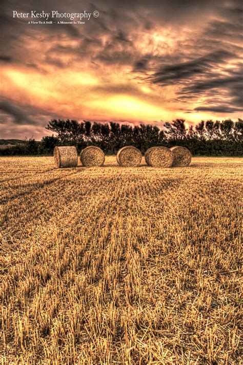 Hay Bales Harvest Sunset Peter Kesby Photography
