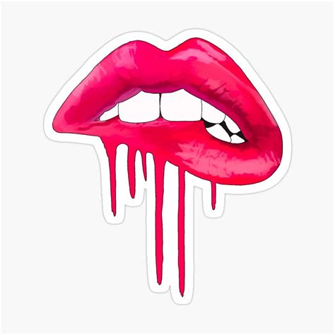 Saw something that caught your attention? 'Pink Drip Lips' Sticker by HaileyBach in 2020 | Dripping ...