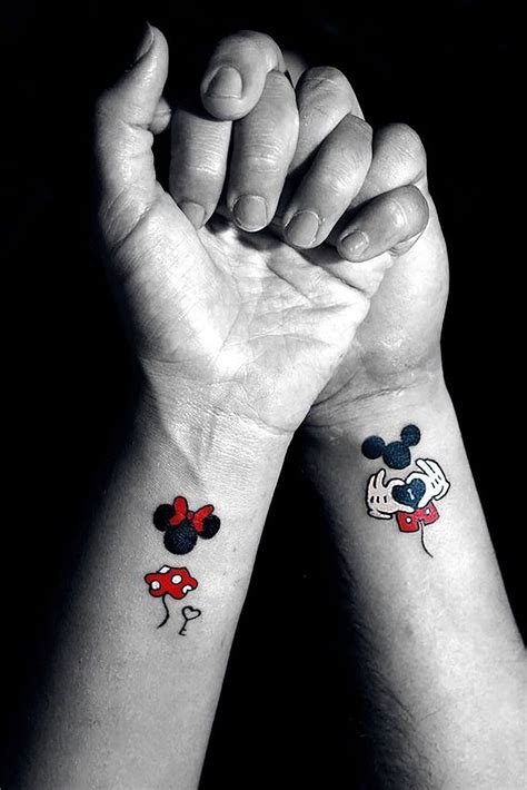 Mickey Lock And Minnie Key Couple Tattoo Cartoon Tattoo For Couple