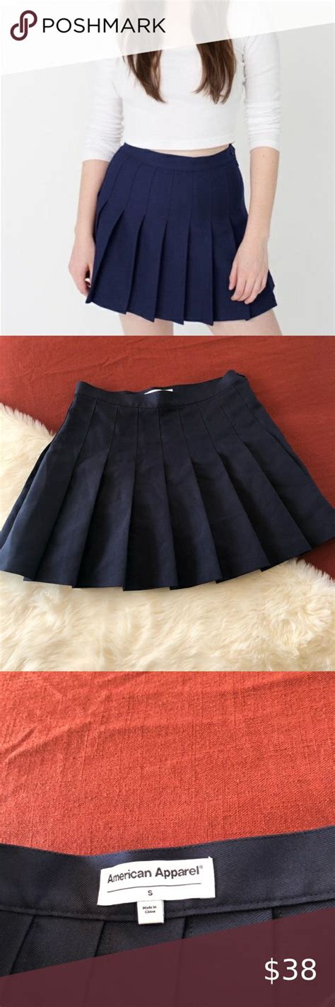 American Apparel Navy Pleated Tennis Skirt Szs In 2020 Pleated Tennis Skirt Tennis Skirt