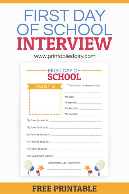 First Day Of School Interview Free Printable The Chirping Moms Gambaran