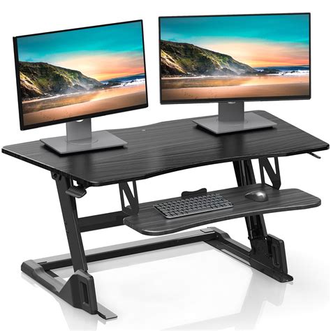 Fenge Stand Up Desk Converter 42 Inch Height Adjustable Standing Desk