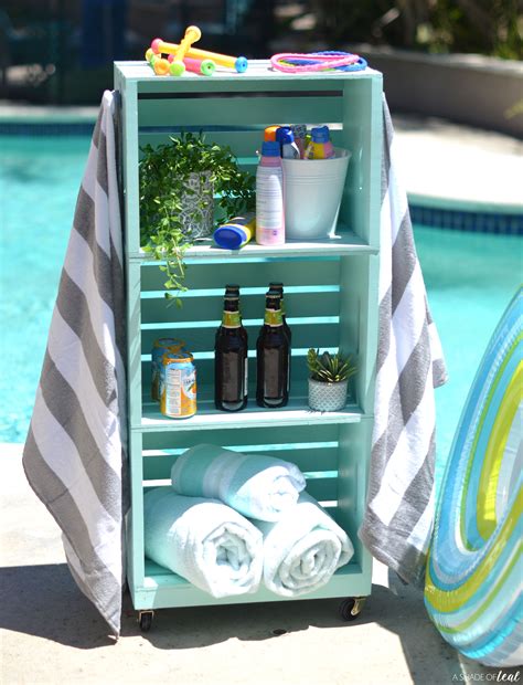 Diy Pool Towel Rack And Storage Area